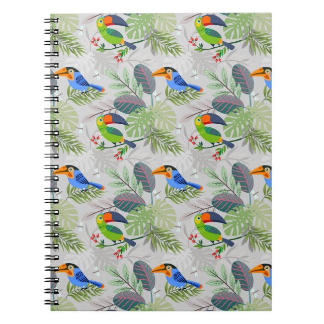 Cute Toucan bird, Everybirdy Pattern, Watercolors Notebook (Front)