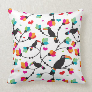 cute toucan bird tropical illustration cushion