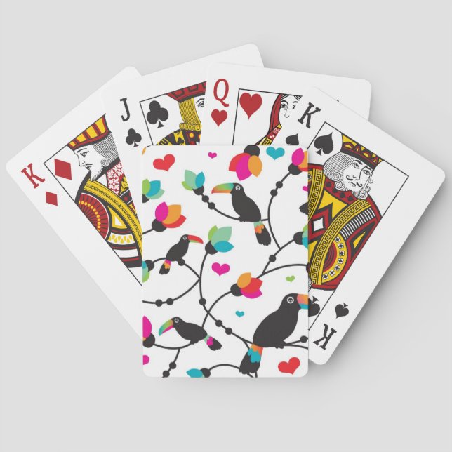 cute toucan bird tropical illustration playing cards (Back)