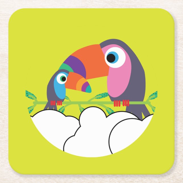 Cute Toucan | Love Toucans | Funny Birds Mug Servi Square Paper Coaster (Front)