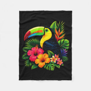 Cute Toucan Trocal Bird Summer Floral Vacation Fleece Blanket