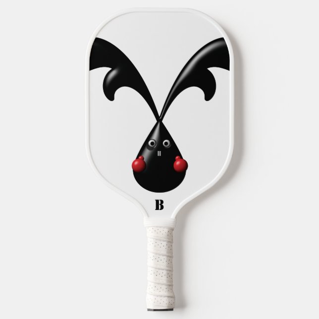Cute Tough Bunny Boxer Rabbit. Monogram Pickleball Paddle (Front)