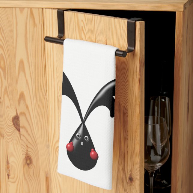 Cute Tough Bunny Boxer Rabbit Tea Towel (Thirds Fold)