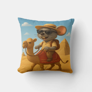 Cute Tourist Mouse on Camel   Egyptian Pyramids Sm Cushion