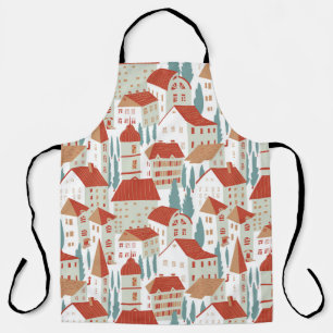 Cute Town Houses: Seamless Illustration Apron