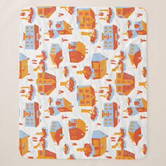 Cute Town Houses: Vintage Doodle Sherpa Blanket