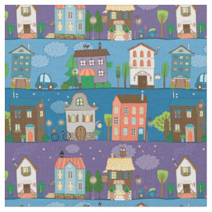 Cute Town Streets Fabric
