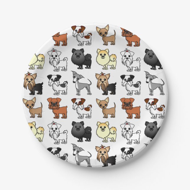 Cute Toy Dog Breed Pattern Paper Plate (Front)