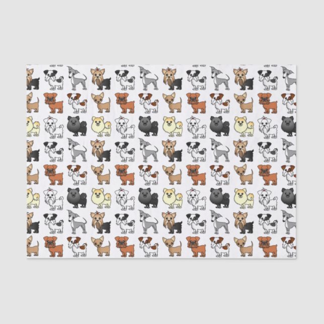 Cute Toy Dog Breed Pattern Tissue Paper (Front)