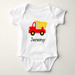 Cute toy dump truck cartoon baby jumpsuit for boys