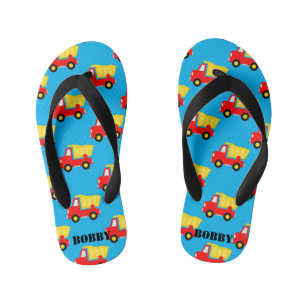 Cute toy dump truck pattern kid's summer beach jandals
