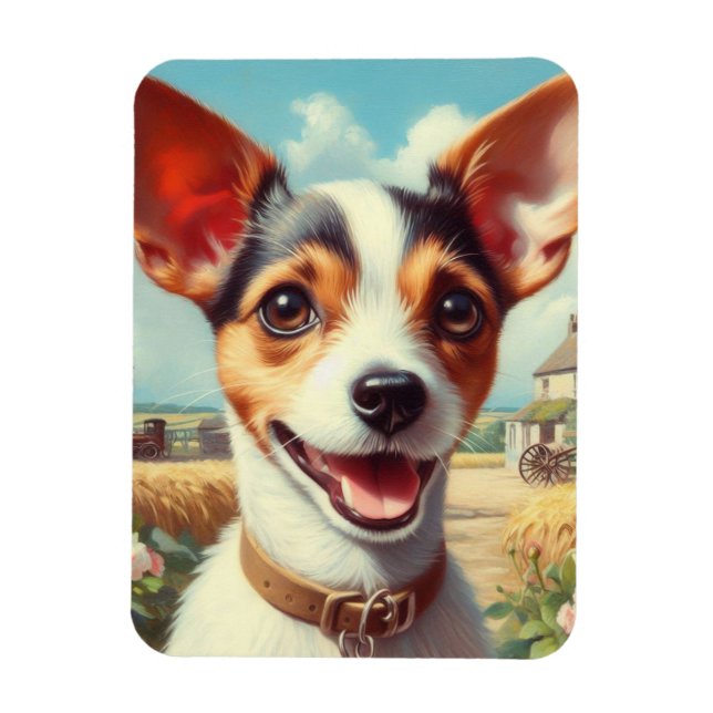 Cute Toy Fox Terrier Painting Magnet (Vertical)