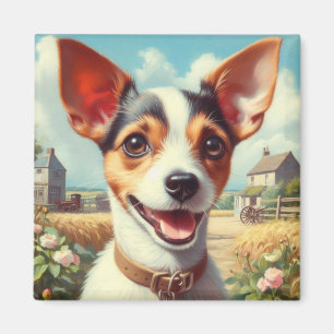 Cute Toy Fox Terrier Painting Magnet