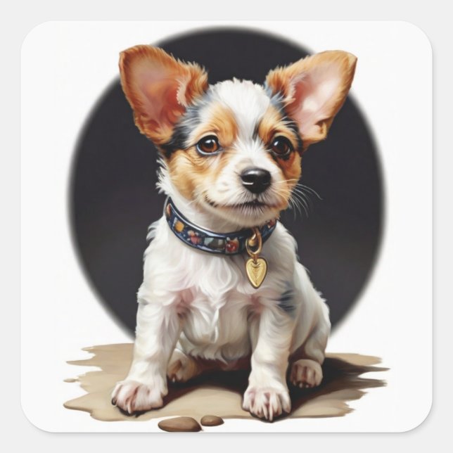 Cute Toy Fox Terrier Puppy Sticker (Front)