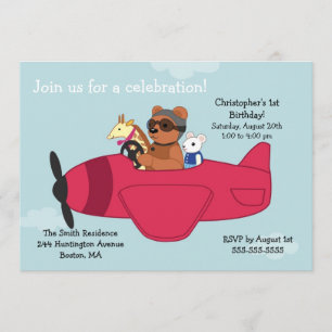 Cute Toy Plane Kid's Birthday Invitations