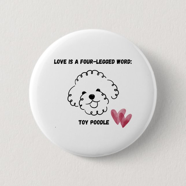cute toy poodle  6 cm round badge (Front)