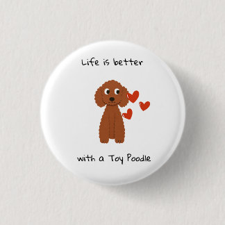 cute toy poodle art Button pin