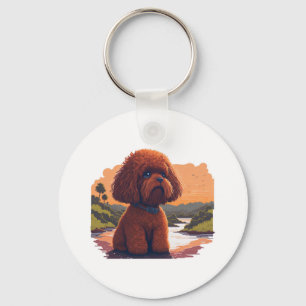 Cute Toy Poodle Key Ring