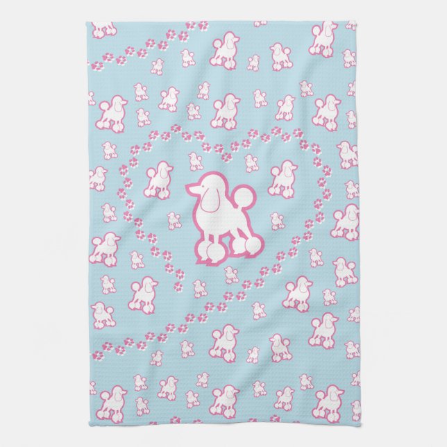 Cute Toy Poodle Pattern Kitchen Towel (Vertical)