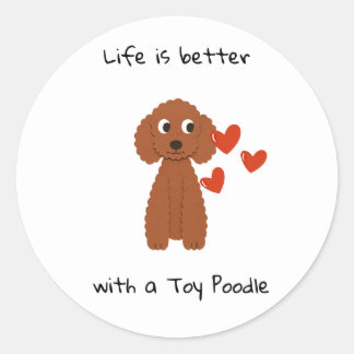 Cute Toy Poodle roundstickers Classic Round Sticker