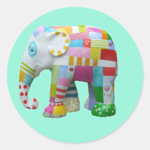Cute toy retro elephant whimsical colourful classic round sticker