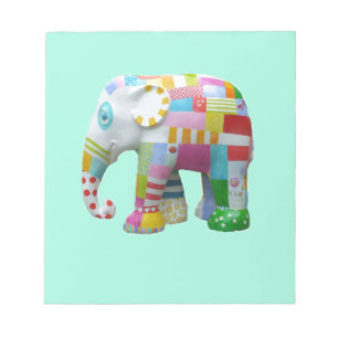 Cute toy retro elephant whimsical colourful notepad