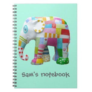 Cute toy retro elephant whimsical colourful spiral notebook