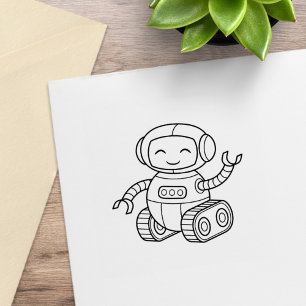Cute Toy Robot Colour Me Rubber Stamp