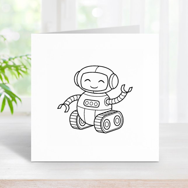 Cute Toy Robot Colour Me Rubber Stamp (Creator Uploaded)