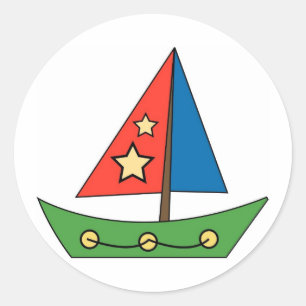 Cute Toy Sailboat Classic Round Sticker