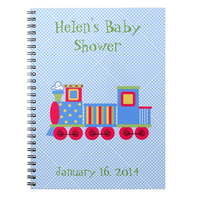 Cute Toy Train Baby Shower Custom Notebook (Front)
