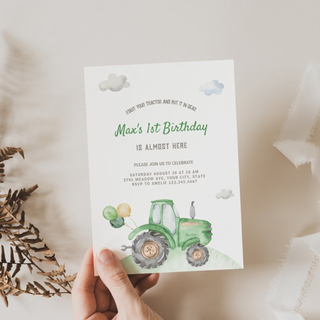 Cute Tractor Birthday Invitation (Creator Uploaded)