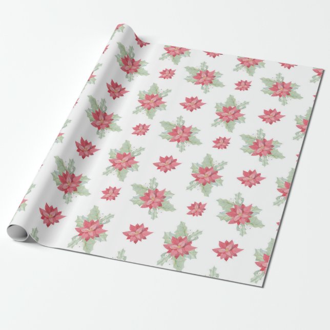Cute Traditional Christmas Wrapping Paper (Unrolled)