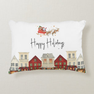 Cute traditional family santa christmas decorative cushion