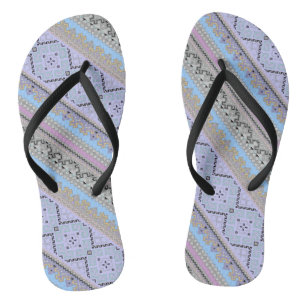 Cute traditional Ukrainian ornaments stripes Jandals