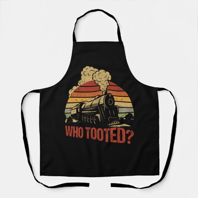 Cute Train Art Train Collector Railroad Lover Vint Apron (Front)