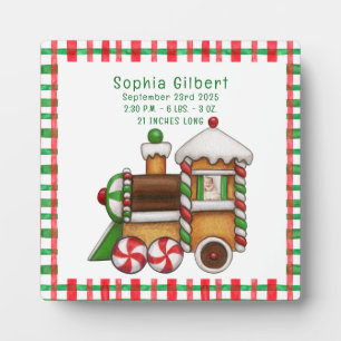 Cute Train Baby Birth Announcement baby photo Plaque