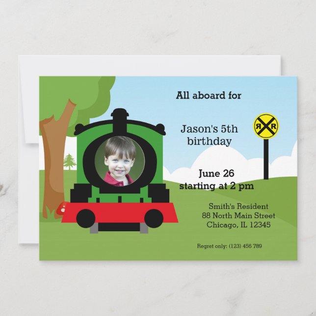 Cute train birthday invitation (Front)