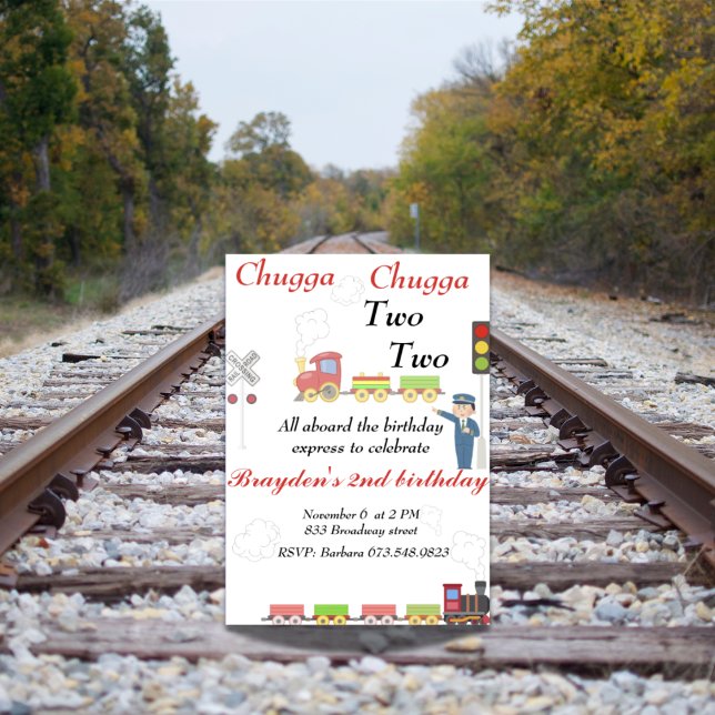 Cute Train birthday Invitation for second birthday (Creator Uploaded)