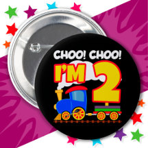 Cute Train Colourful 2nd Birthday Choo Choo I'm 2
