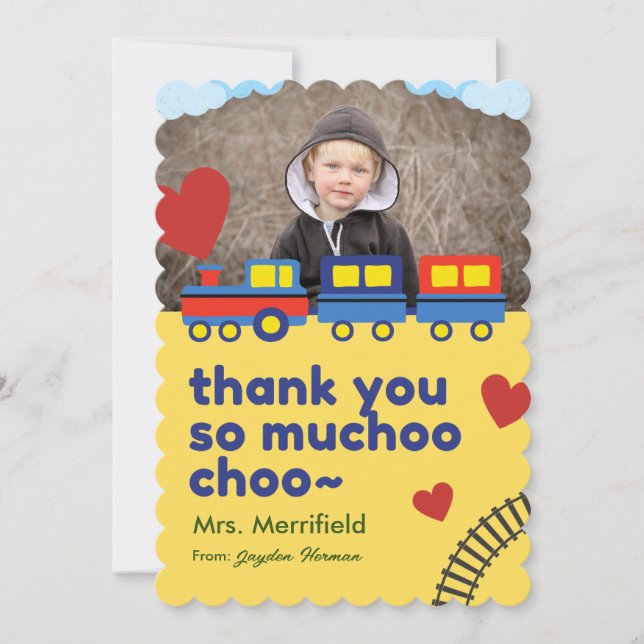 Cute Train Thank You Card (Front)