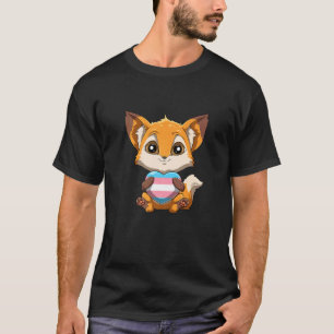 Cute Transgender Pride Fox Fox Hugging Transgender T-Shirt