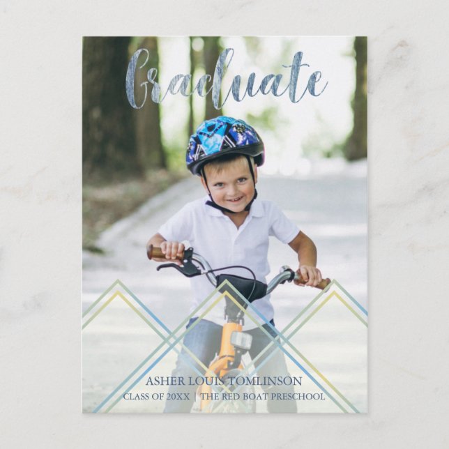 Cute Transparency Effect Pre K Graduation Photo Postcard (Front)
