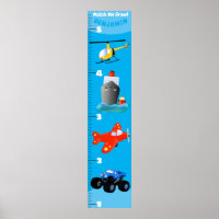 Cute transport cartoon growth chart