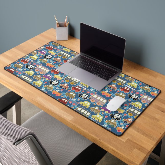 Cute Transportation Blue Desk Mat (Office 2)
