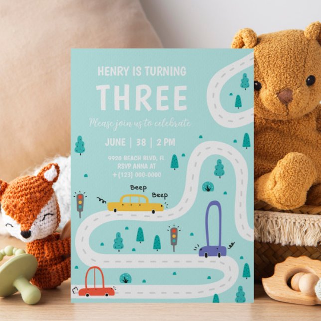 Cute Transportation Car Boy Birthday Invitation (Creator Uploaded)