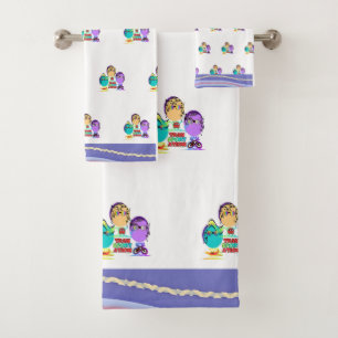 Cute Transportation Caricature Kids Towel Set