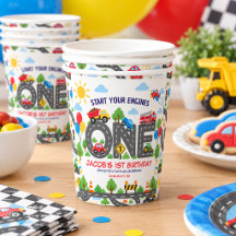 Cute Transportation Cars boy 1st Birthday