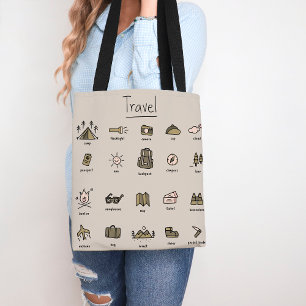 Cute Travel Lover Icons Adventure Camping Outdoor  Tote Bag