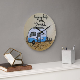 Cute Travel Trailer Large Clock